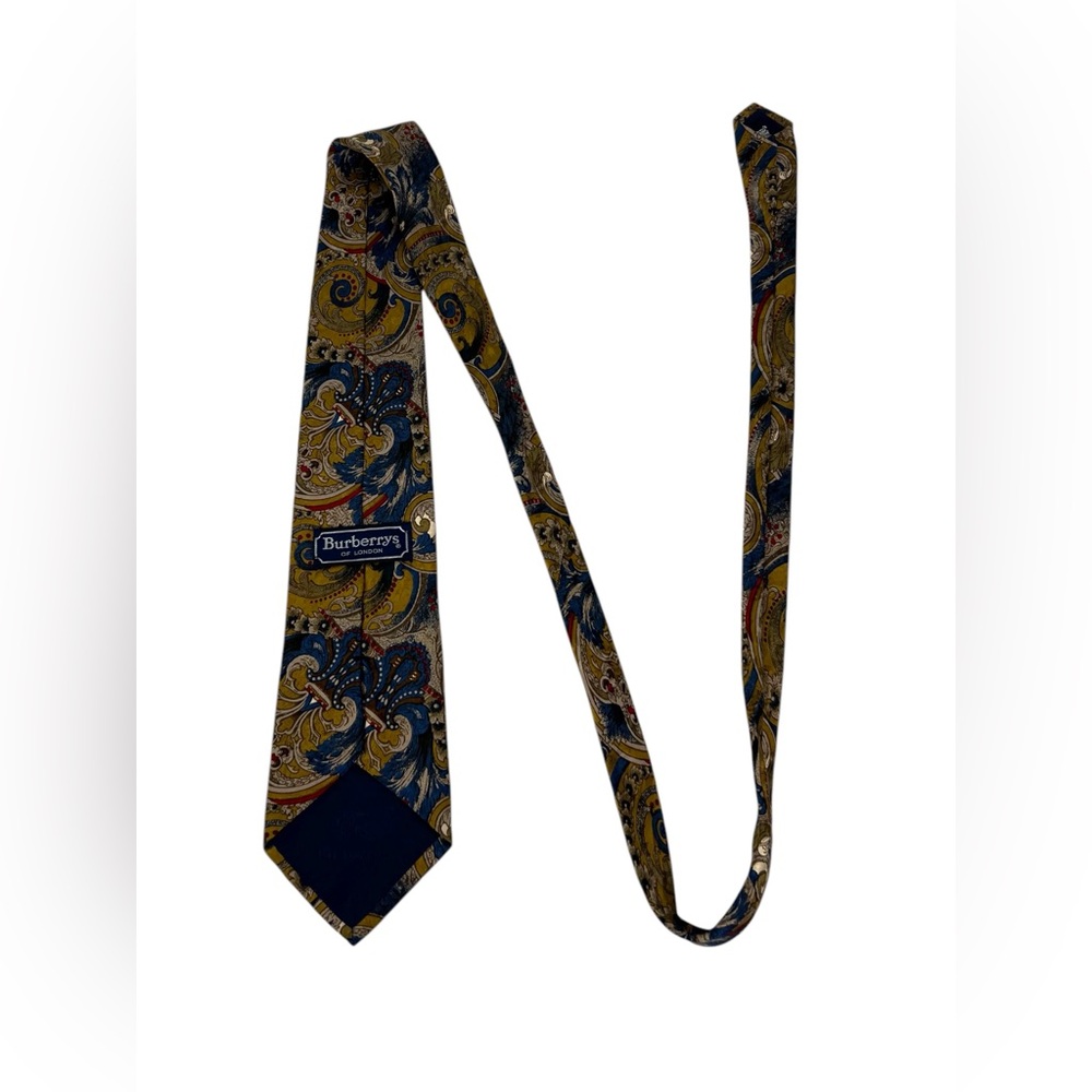 Burberry Of London Neck Tie Silk Multicolor Paisley Casual Mens Vintage 58” EUC - Picture 4 of 8